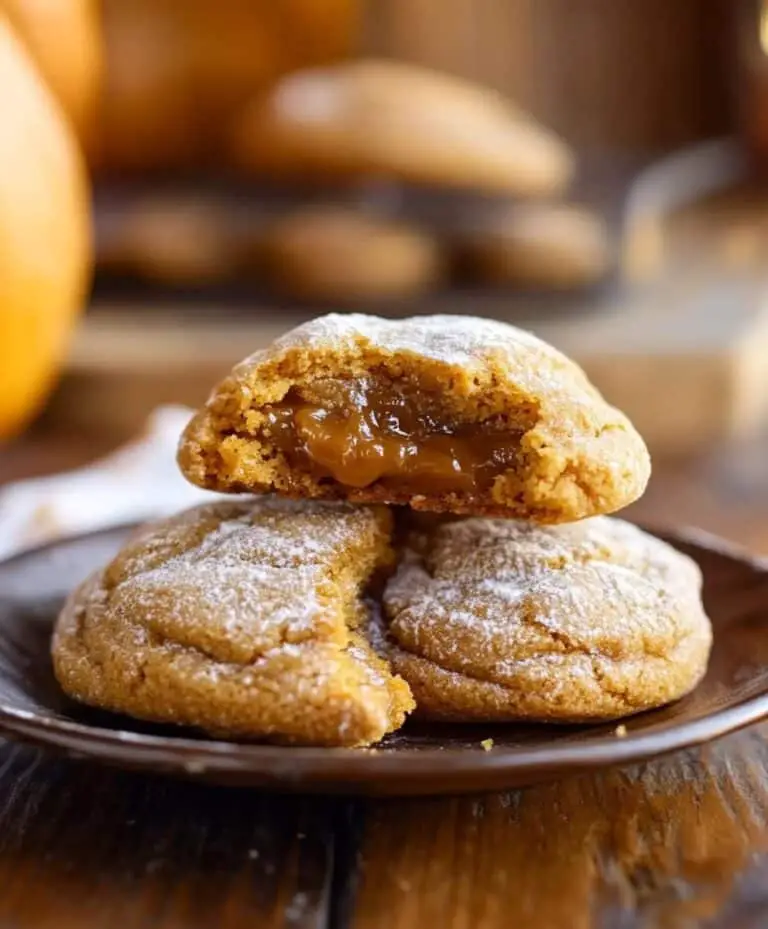 Caramel Stuffed Pumpkin Cookies Recipe