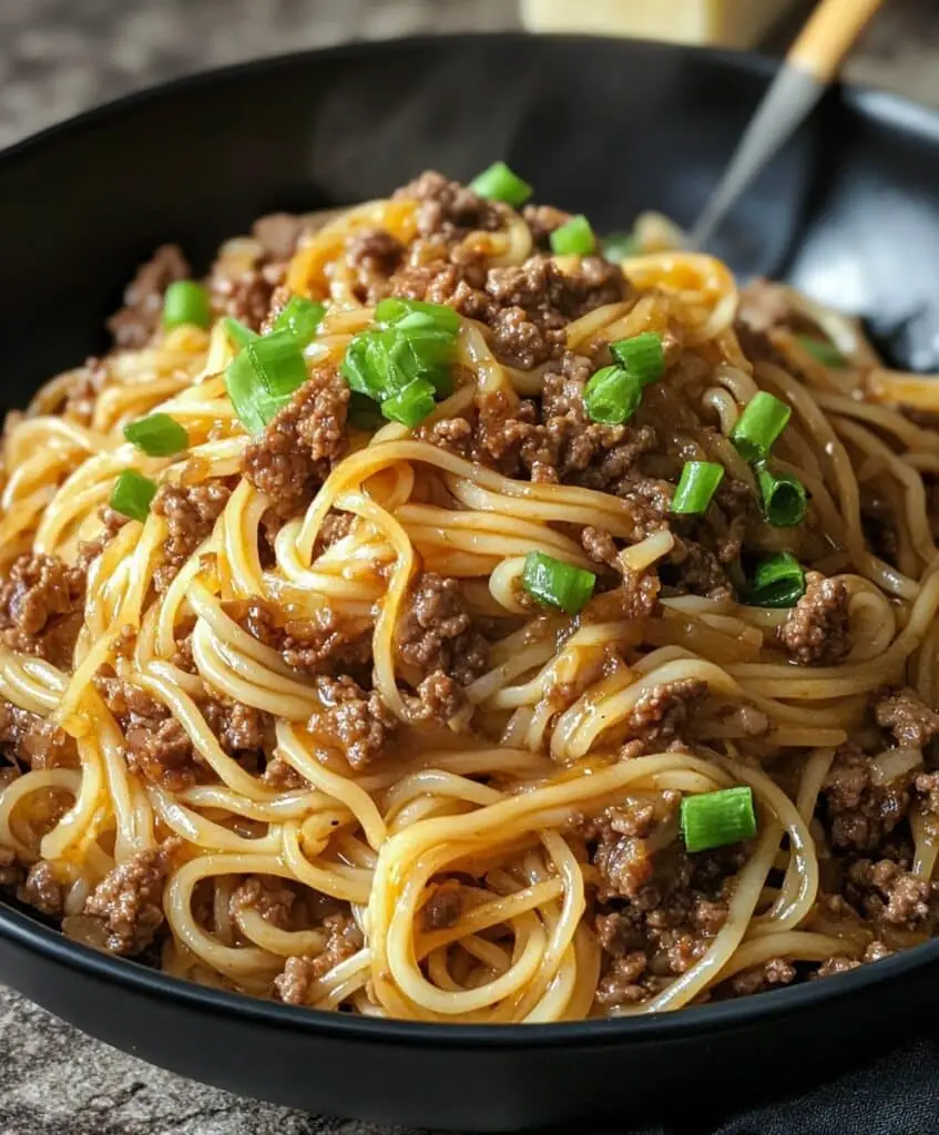Mongolian Ground Beef Noodles Recipe