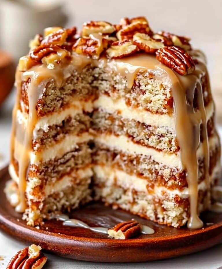 Banana Pecan Caramel Layer Cake Recipe