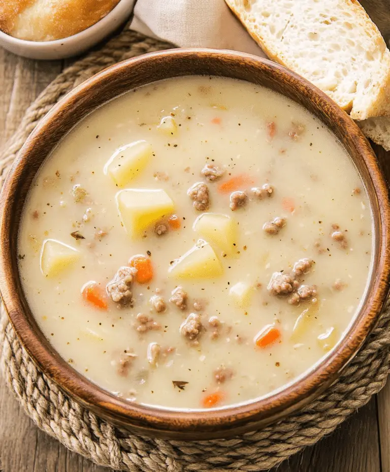 Creamy Potato & Hamburger Soup Recipe