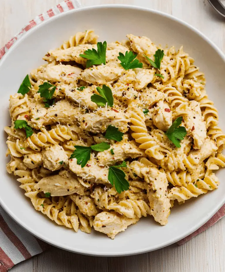 Crockpot Garlic Parmesan Chicken Pasta Recipe