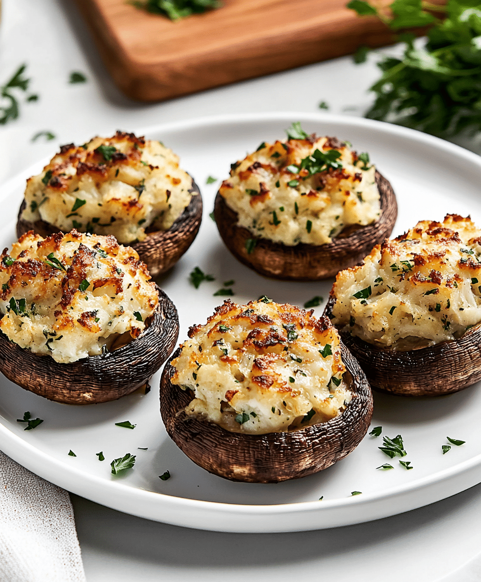 Crab Stuffed Portobello Mushrooms Recipe - Savory Recipe