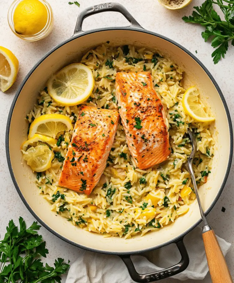 One Skillet Salmon With Lemon Orzo Recipe