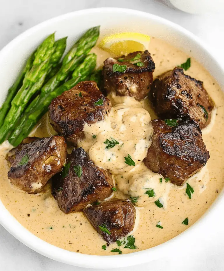 Garlic Butter Steak Bites With Parmesan Cream Sauce Recipe