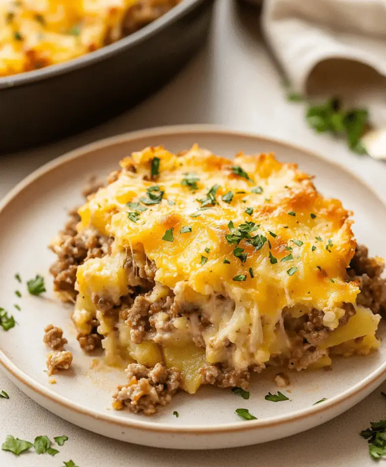 Cheesy Hamburger Potato Casserole Recipe