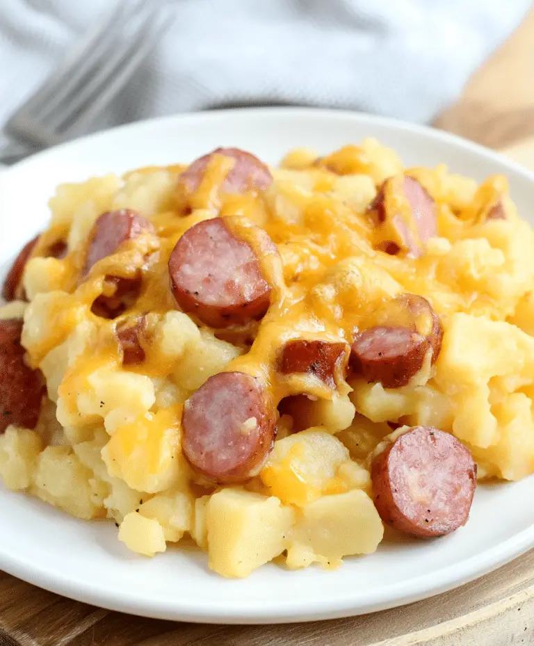 Crockpot Cheesy Potatoes And Kielbasa Recipe