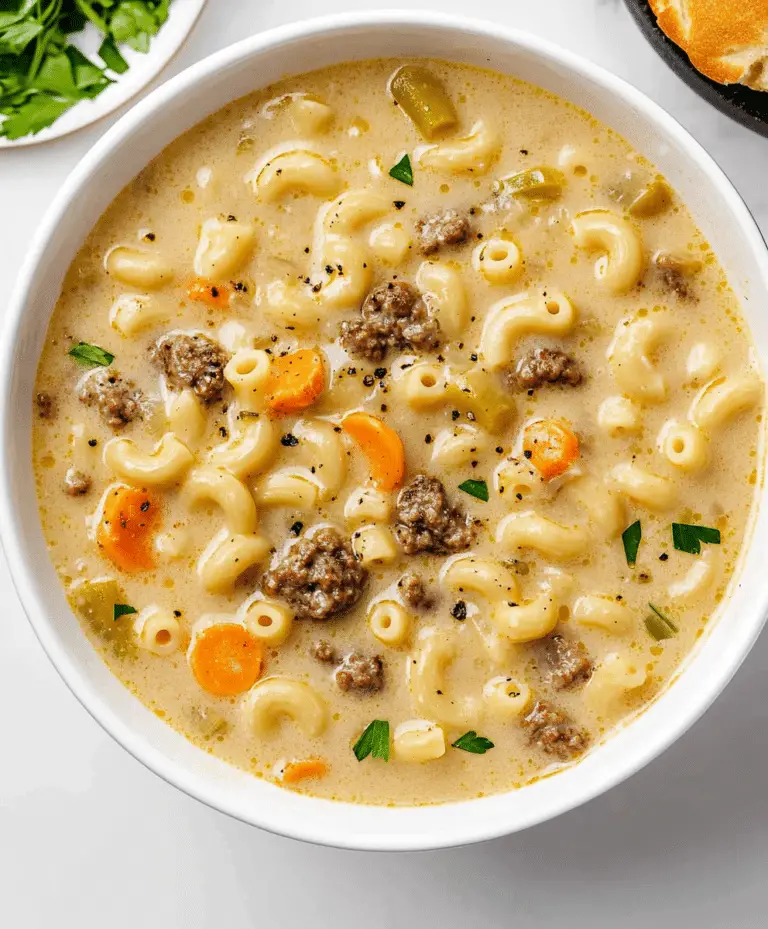 One-pot Macaroni Cheeseburger Soup Recipe