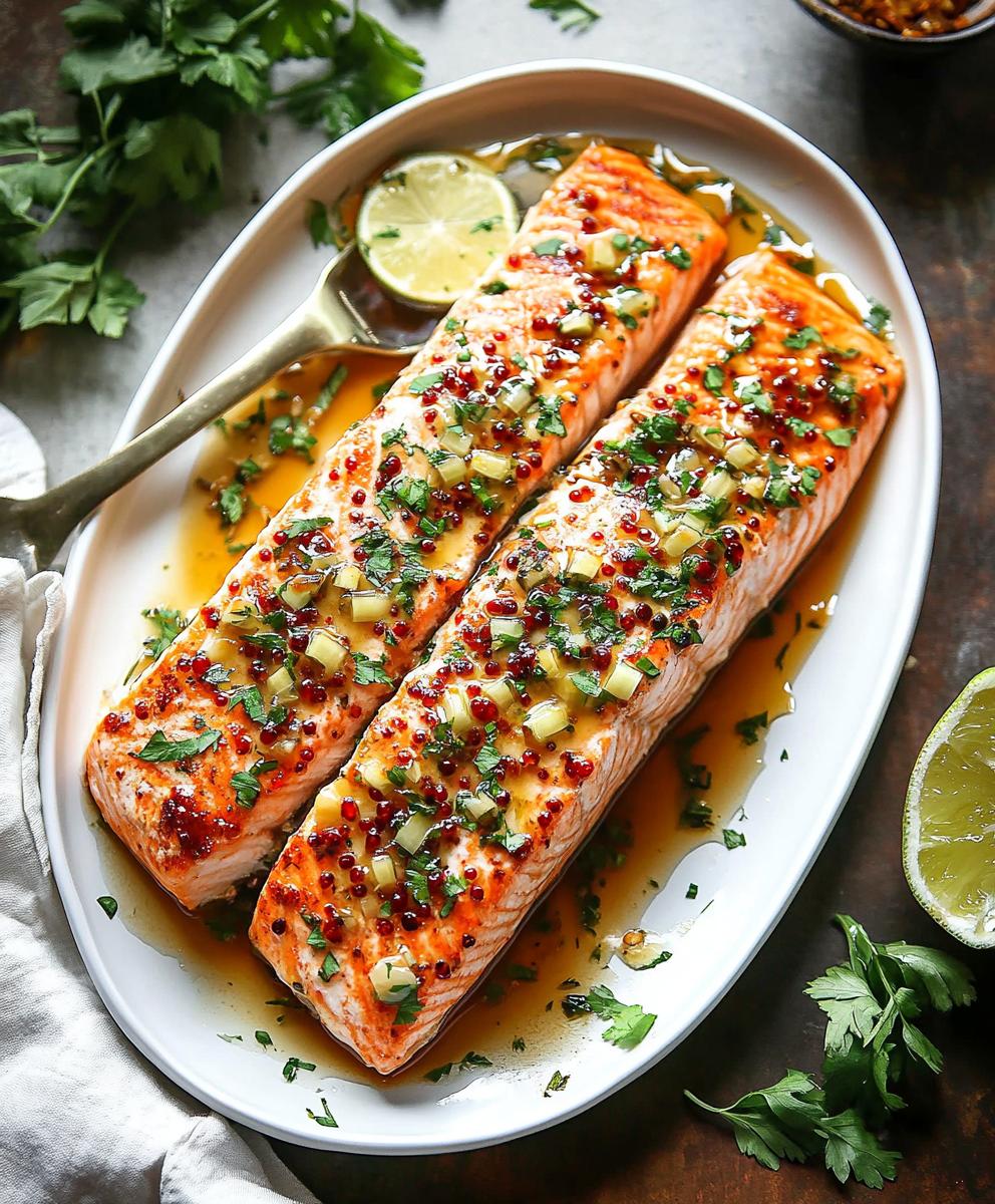 Baked Salmon With Garlic Butter And Honey Glaze Recipe