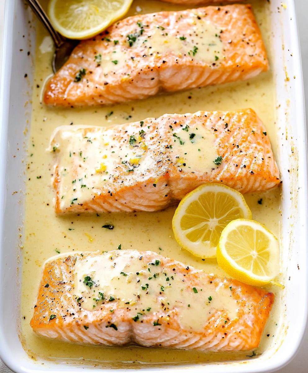 Baked Salmon With Lemon Butter Cream Sauce Recipe