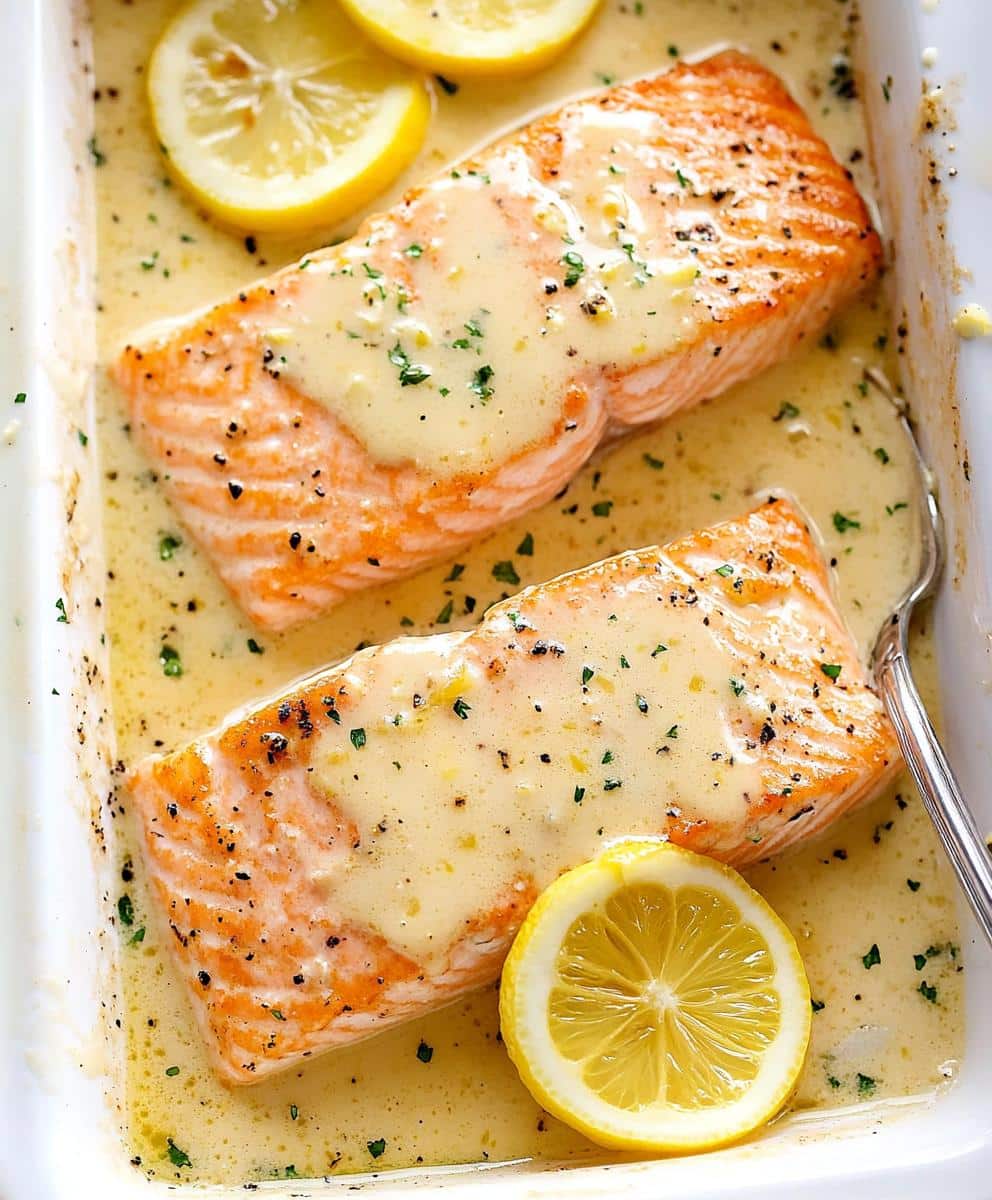 Baked Salmon With Lemon Butter Cream Sauce Recipe