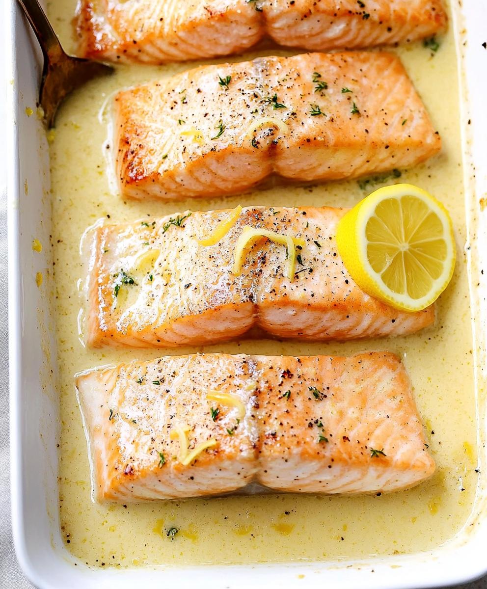 Baked Salmon With Lemon Butter Cream Sauce Recipe