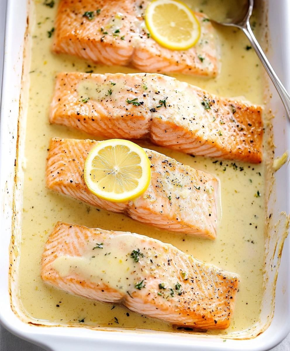 Baked Salmon With Lemon Butter Cream Sauce Recipe