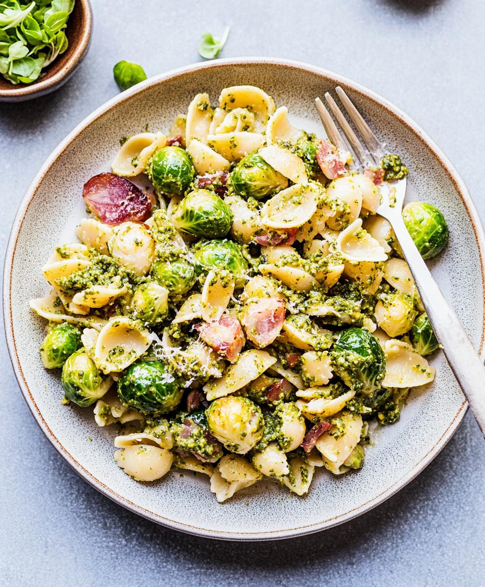 Brussels Sprouts And Pesto Pasta Recipe