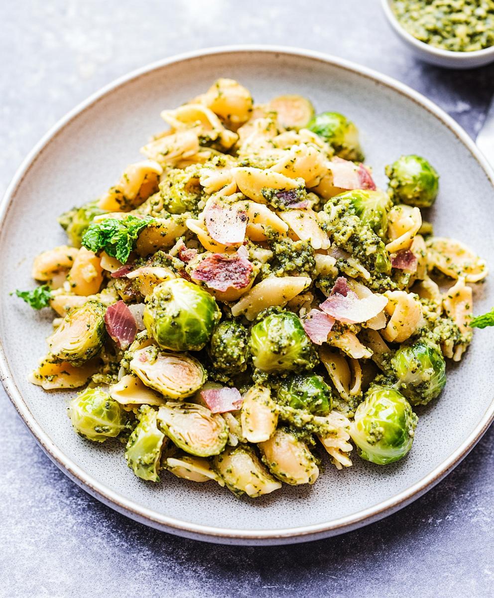 Brussels Sprouts And Pesto Pasta Recipe