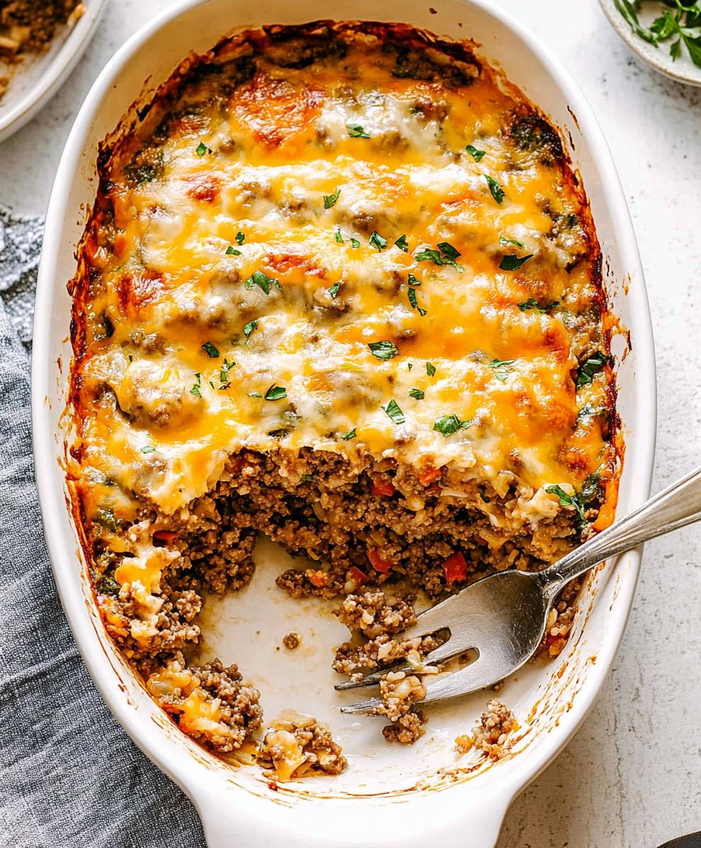 Cheesy Ground Beef And Rice Casserole Recipe