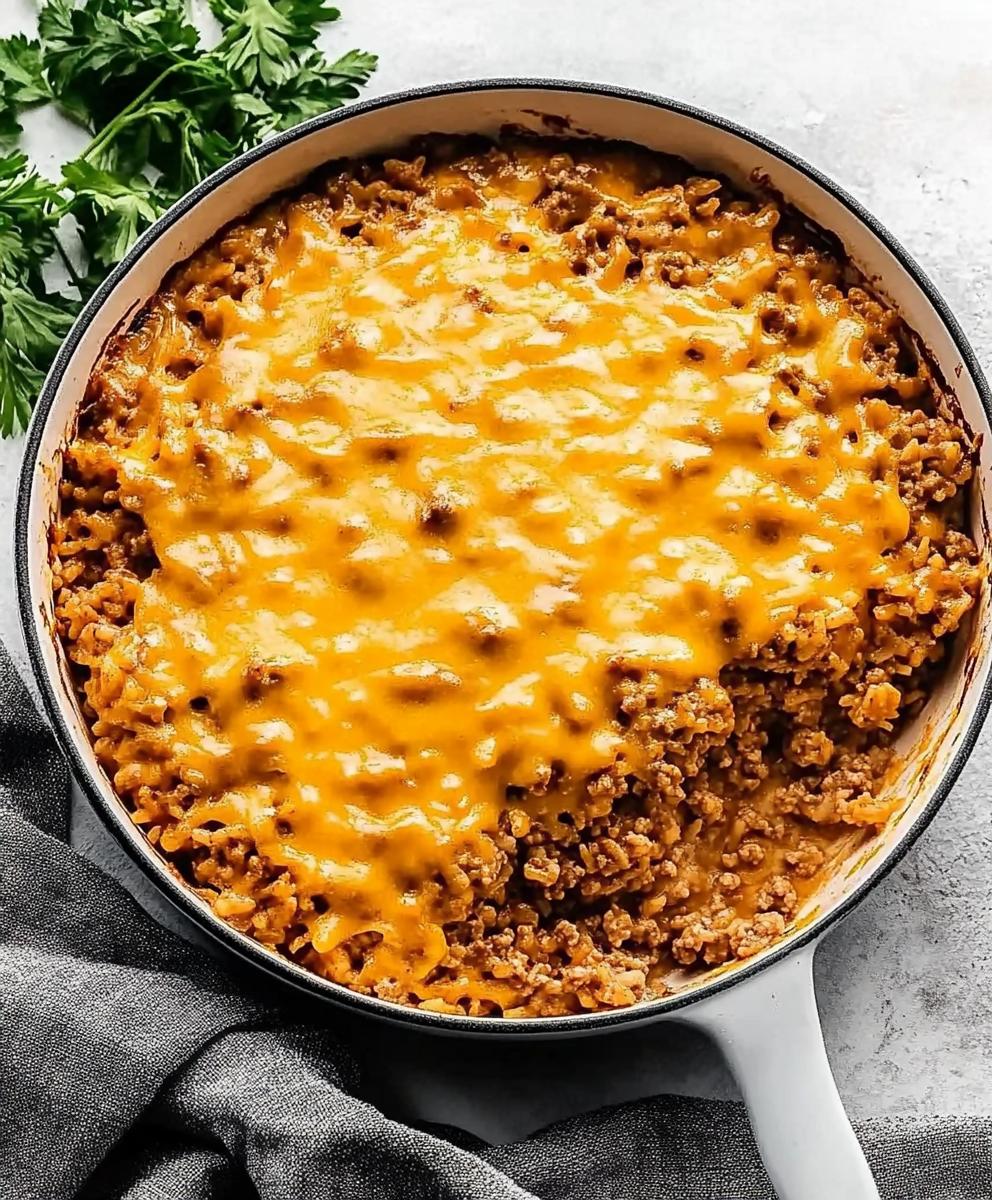 Cheesy Hamburger Rice Casserole Recipe
