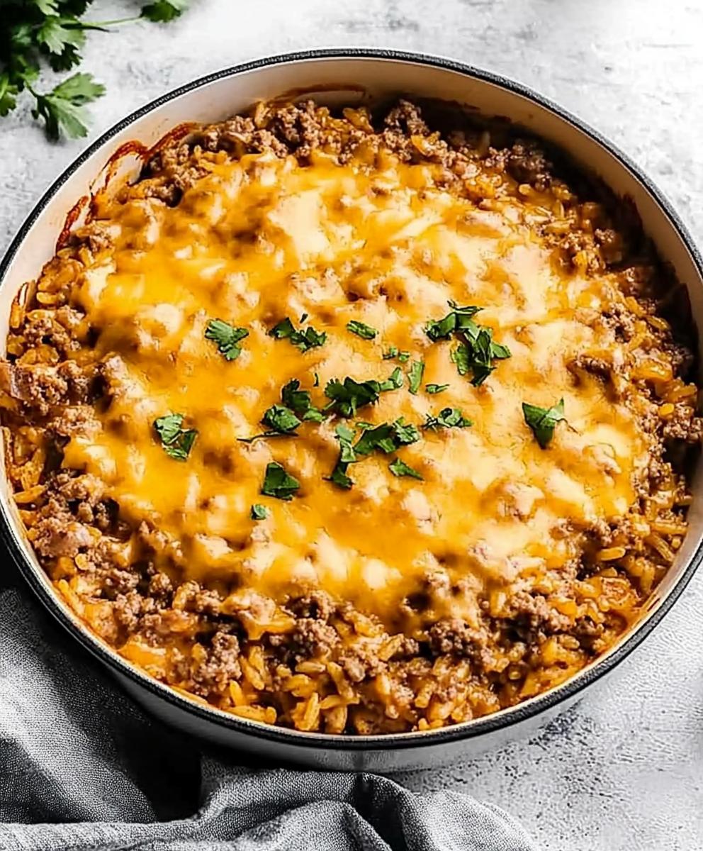 Cheesy Hamburger Rice Casserole Recipe