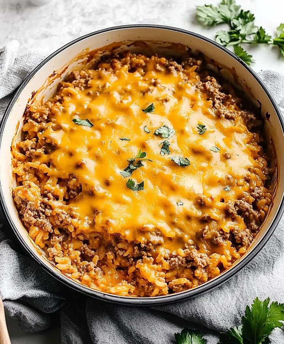 Cheesy Hamburger Rice Casserole Recipe