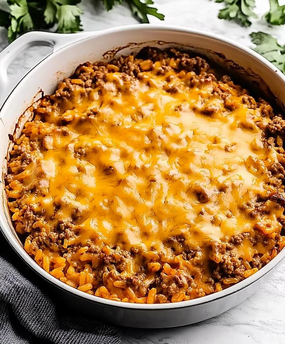 Cheesy Hamburger Rice Casserole Recipe