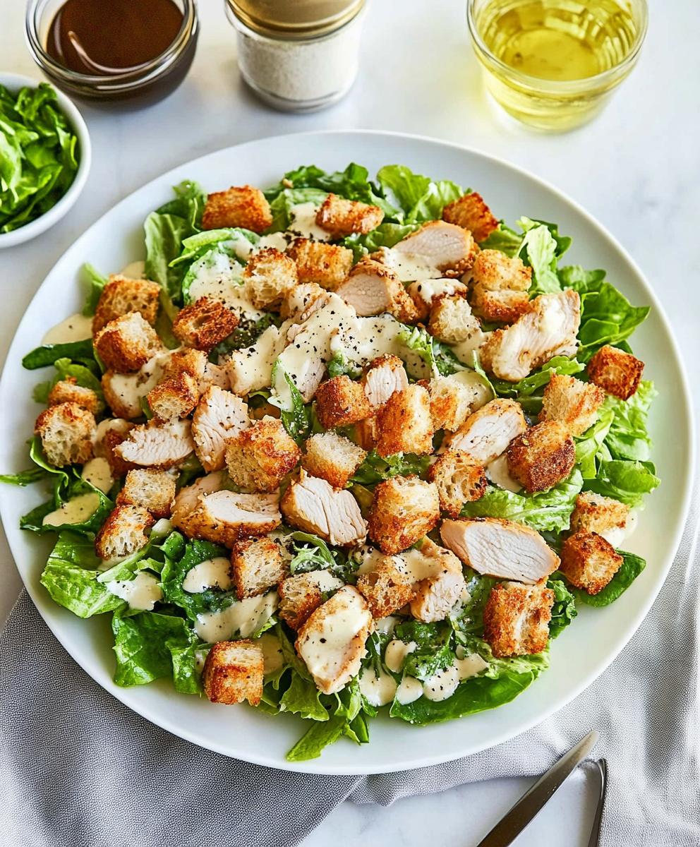 Chicken Caesar Salad With Homemade Croutons Recipe