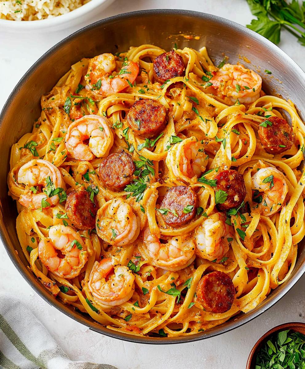 Creamy Cajun Shrimp Pasta With Sausage Recipe