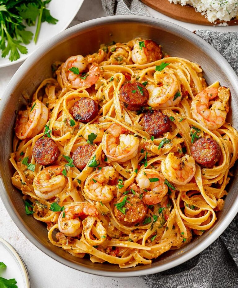 Creamy Cajun Shrimp Pasta With Sausage Recipe