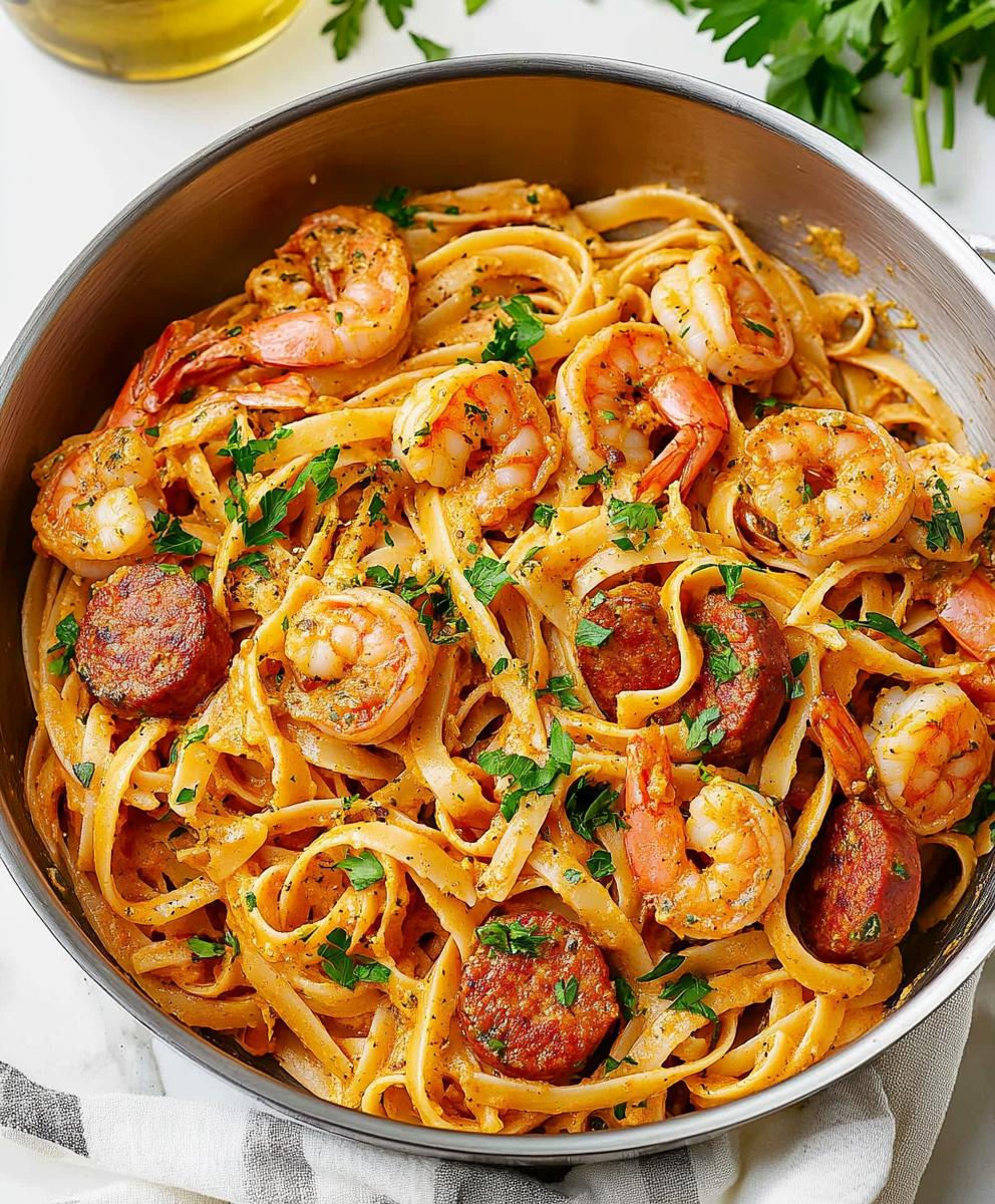 Creamy Cajun Shrimp Pasta With Sausage Recipe
