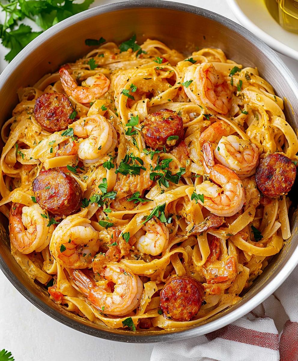 Creamy Cajun Shrimp Pasta With Sausage Recipe