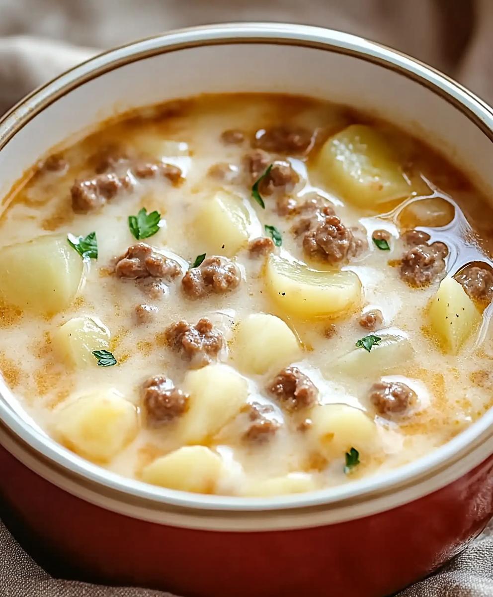 Creamy Potato & Hamburger Soup Recipe