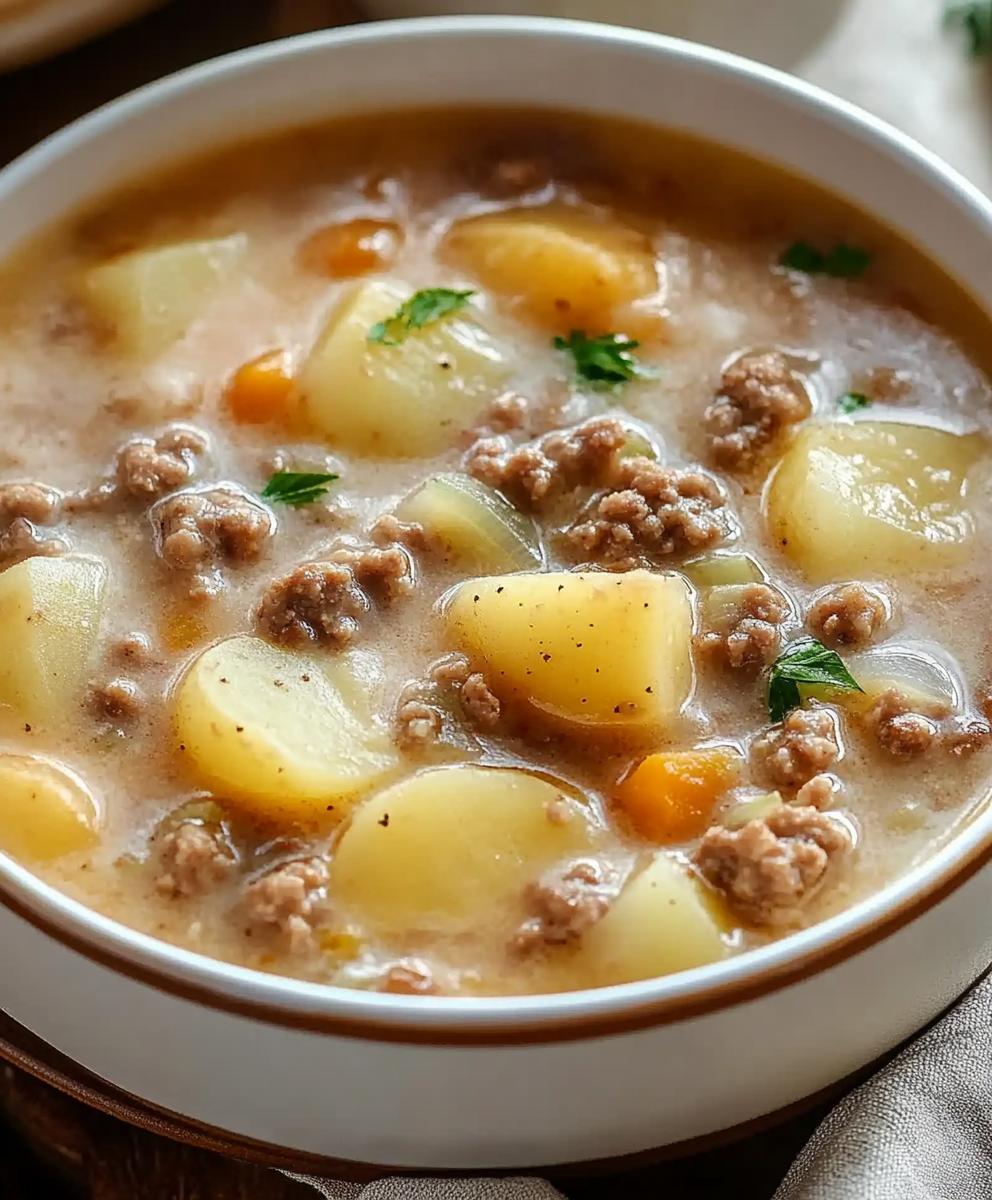 Creamy Potato & Hamburger Soup Recipe