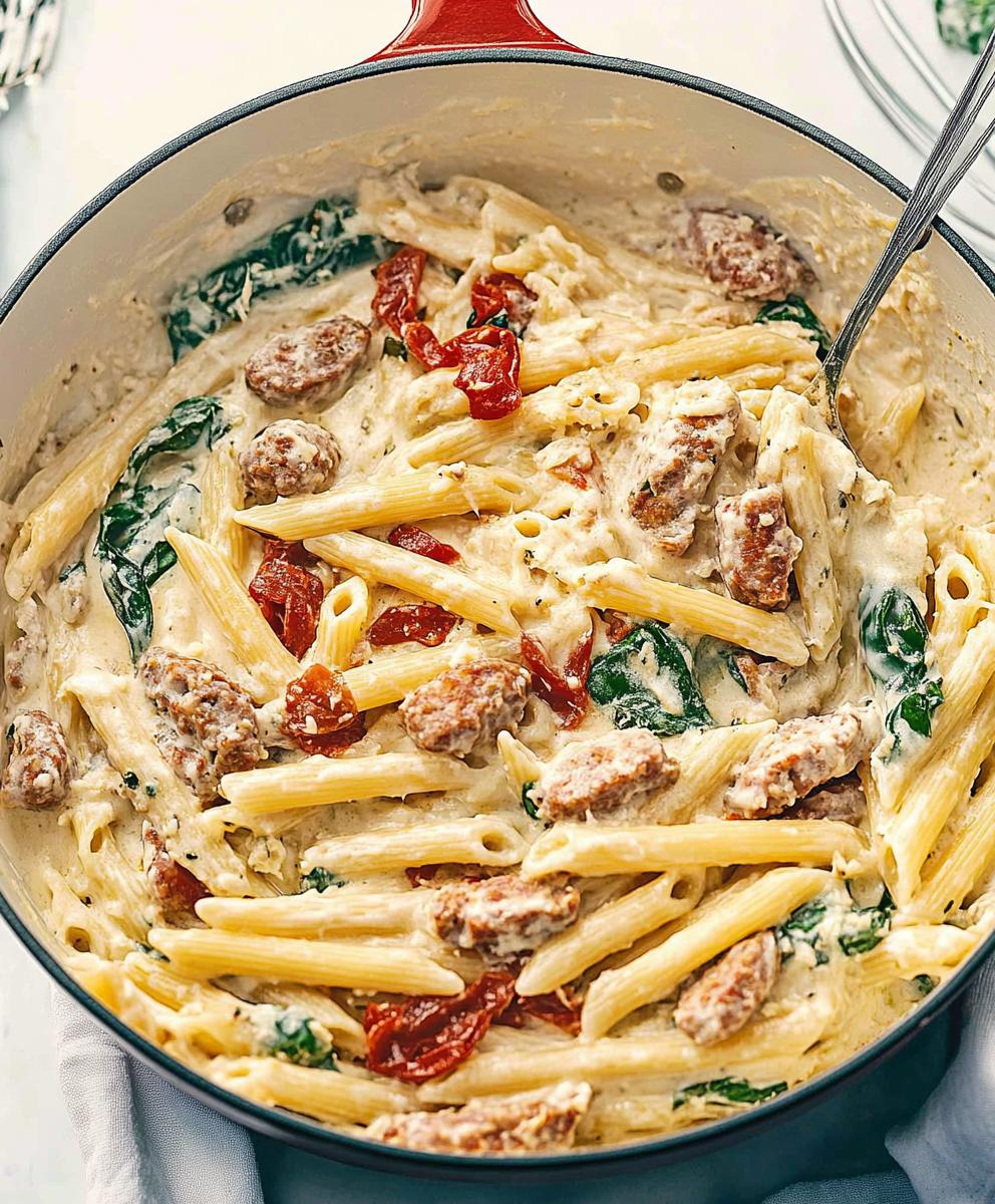 Creamy Tuscan Sausage Pasta Recipe