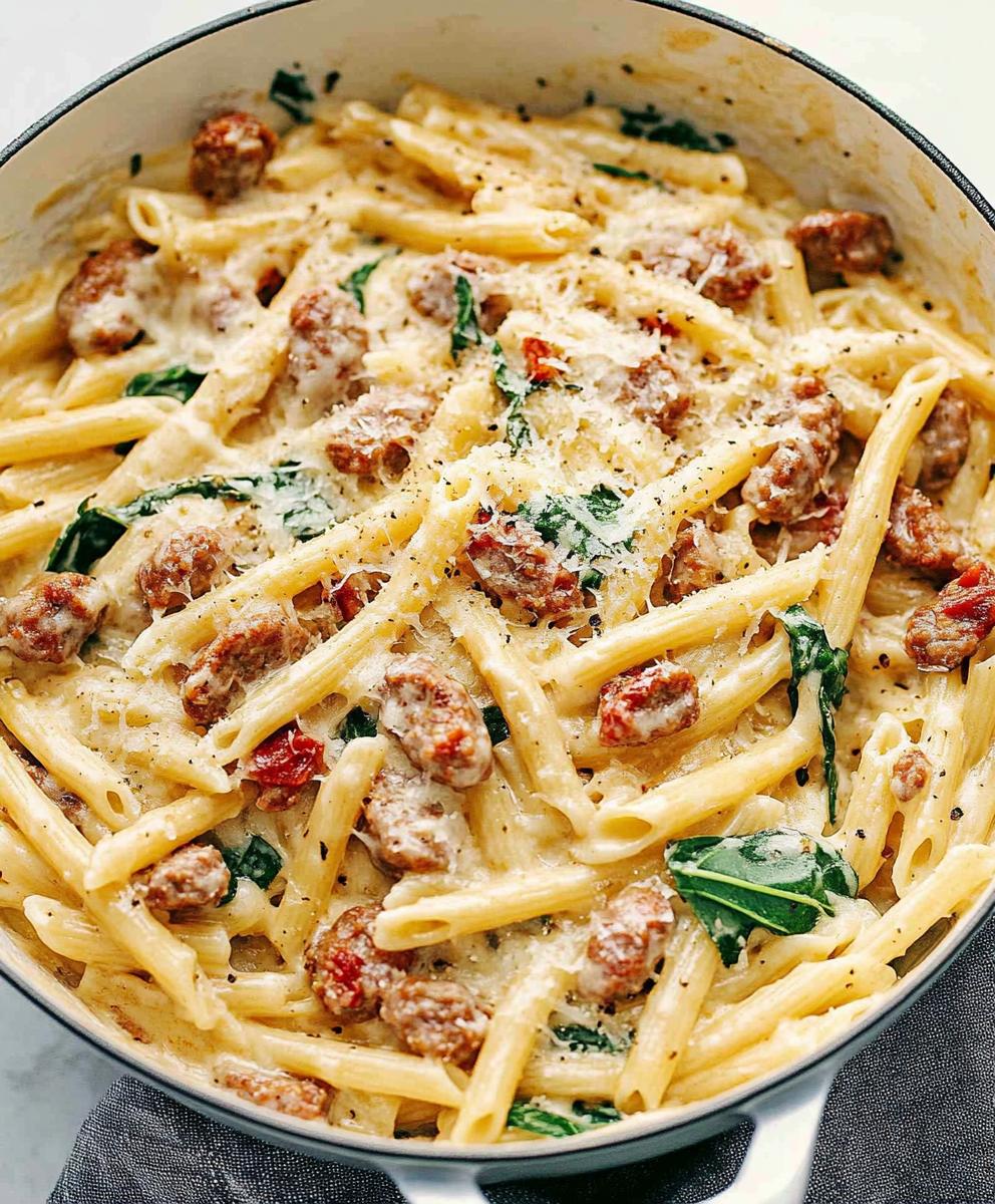 Creamy Tuscan Sausage Pasta Recipe