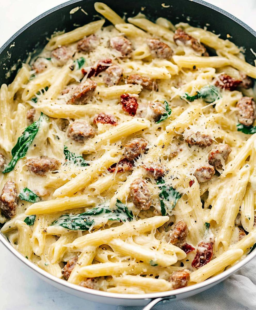 Creamy Tuscan Sausage Pasta Recipe