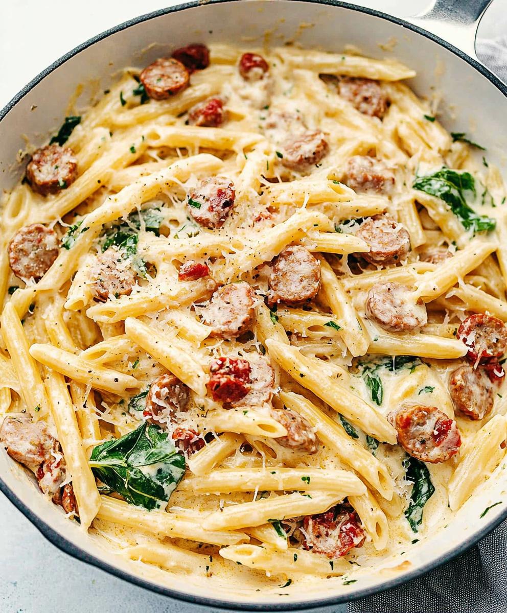 Creamy Tuscan Sausage Pasta Recipe