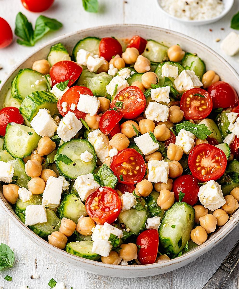 Easy Chickpea Cucumber Salad With Feta And Tomatoes Recipe