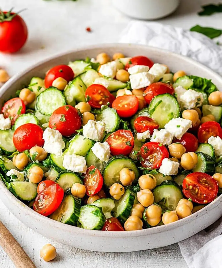 Easy Chickpea Cucumber Salad With Feta And Tomatoes Recipe