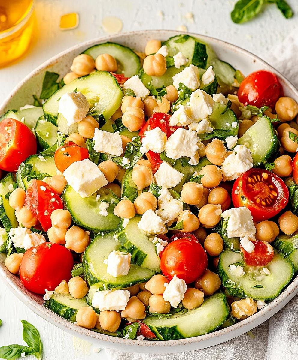 Easy Chickpea Cucumber Salad With Feta And Tomatoes Recipe