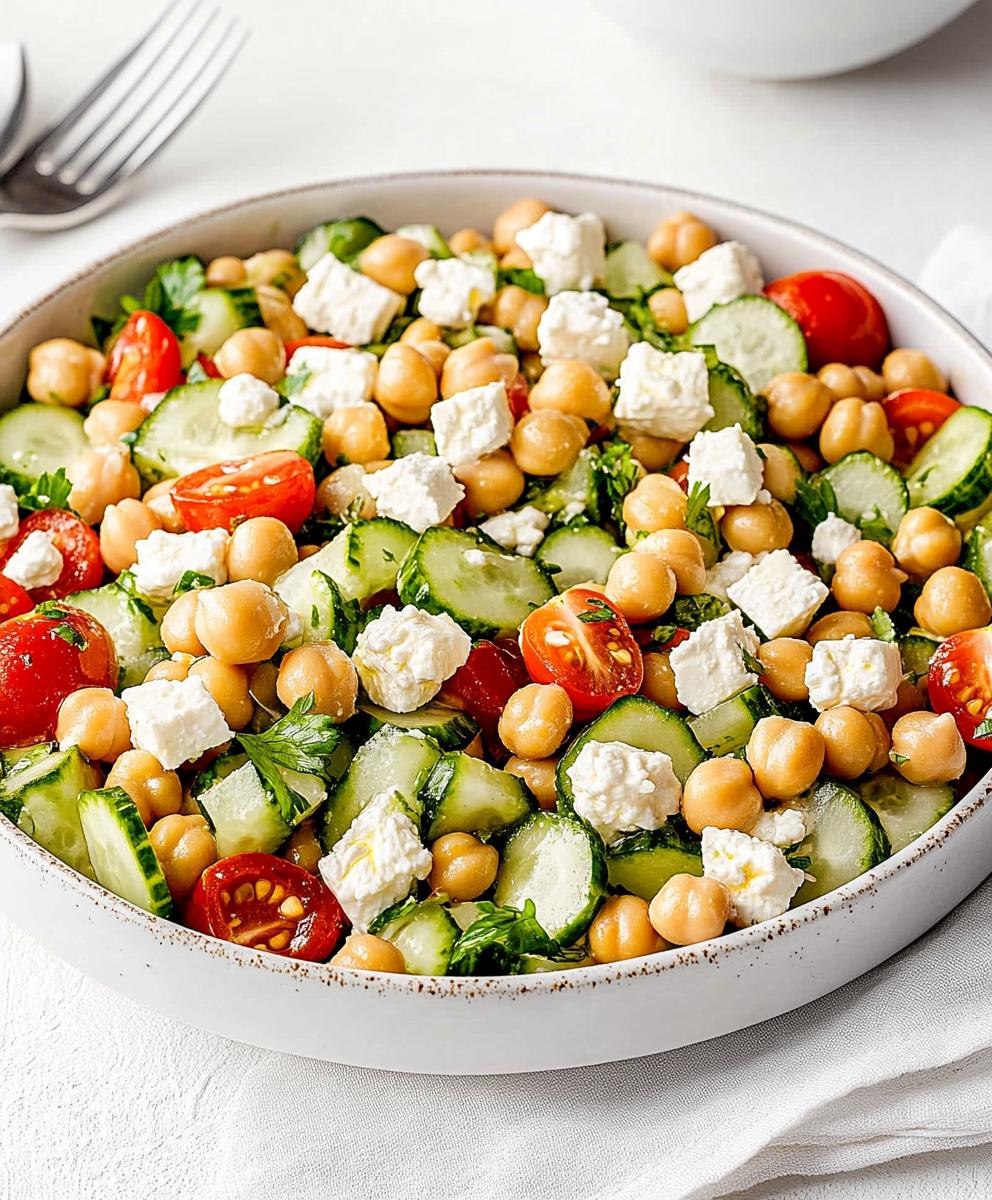 Easy Chickpea Cucumber Salad With Feta And Tomatoes Recipe