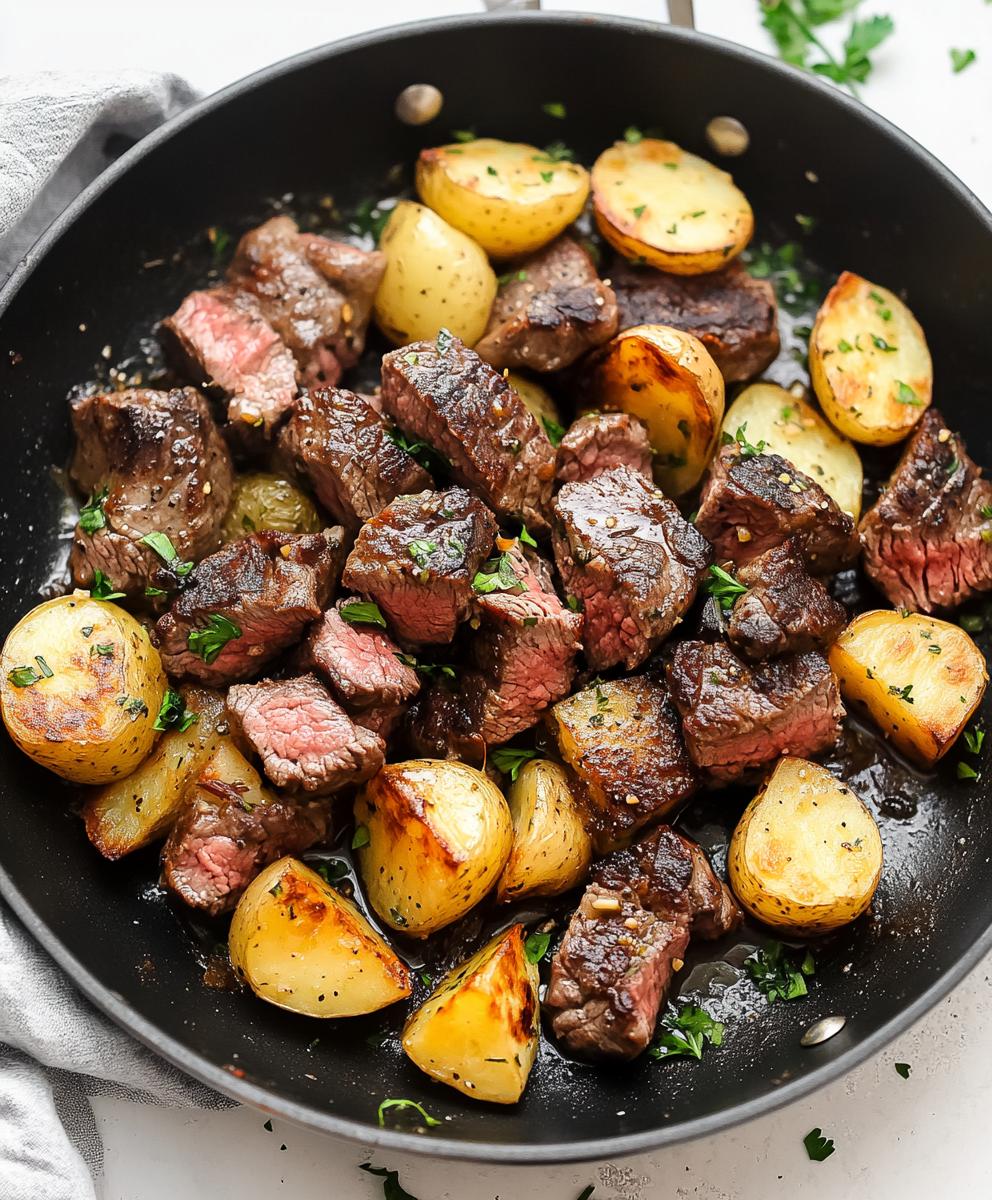 Garlic Butter Steak Bites And Potatoes Recipe