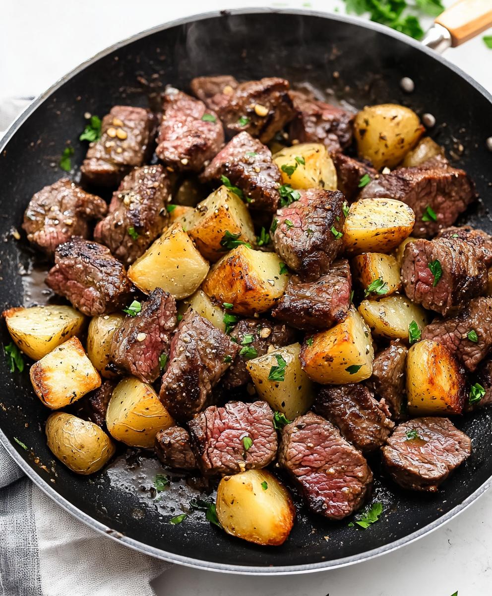Garlic Butter Steak Bites And Potatoes Recipe