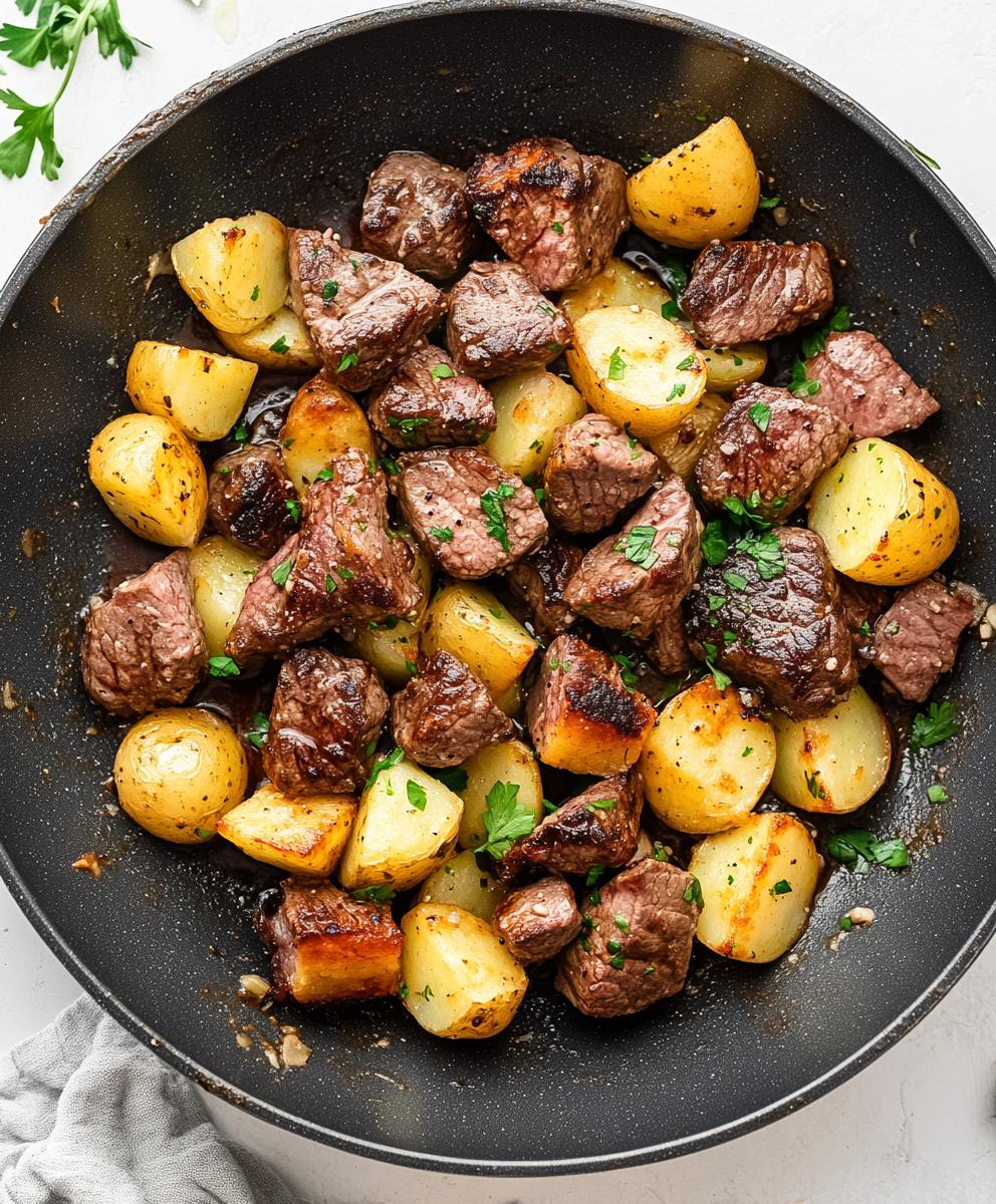 Garlic Butter Steak Bites And Potatoes Recipe