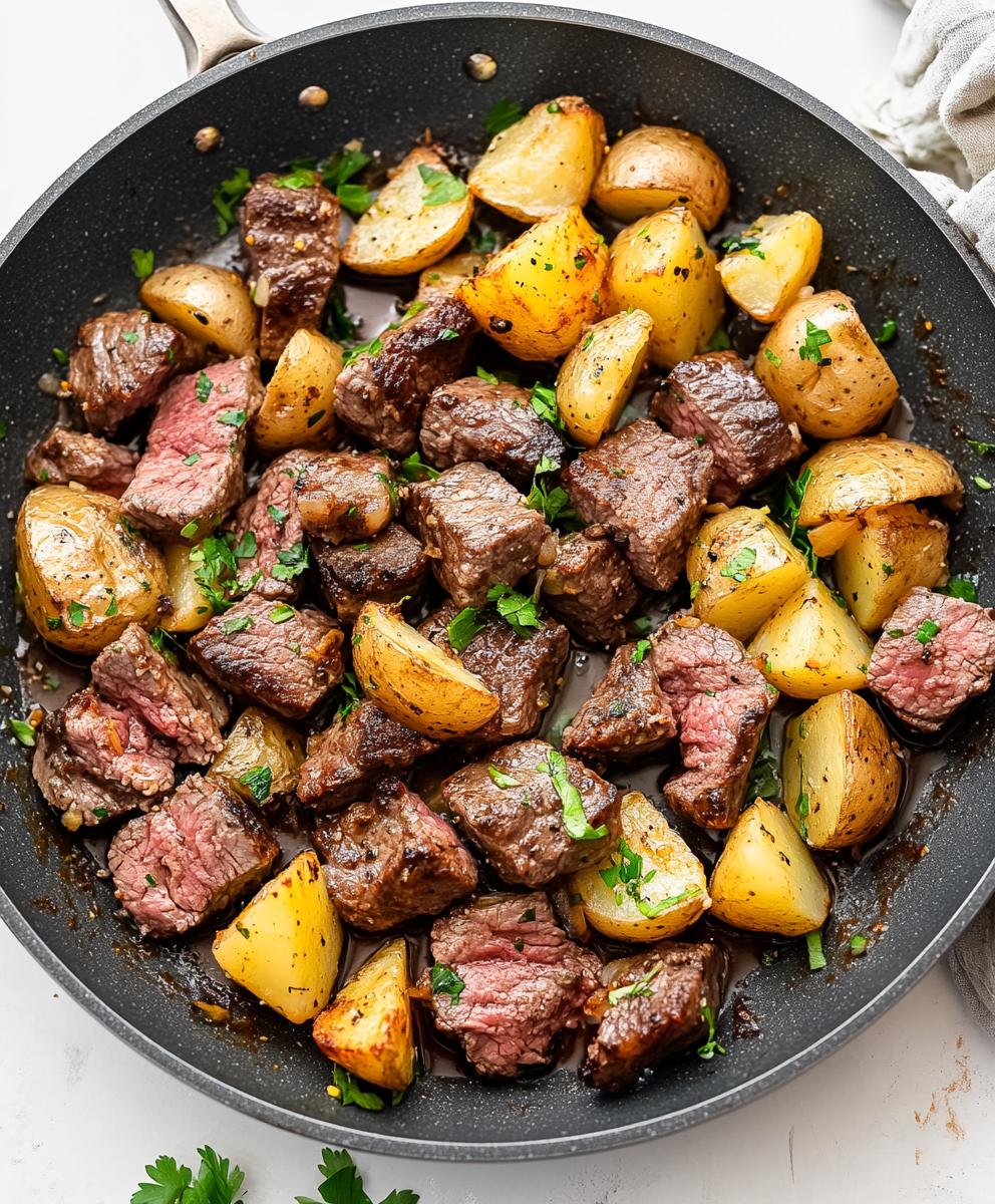 Garlic Butter Steak Bites And Potatoes Recipe