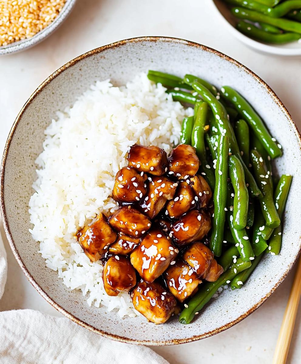Healthy Sesame Chicken With Green Beans And Rice Recipe