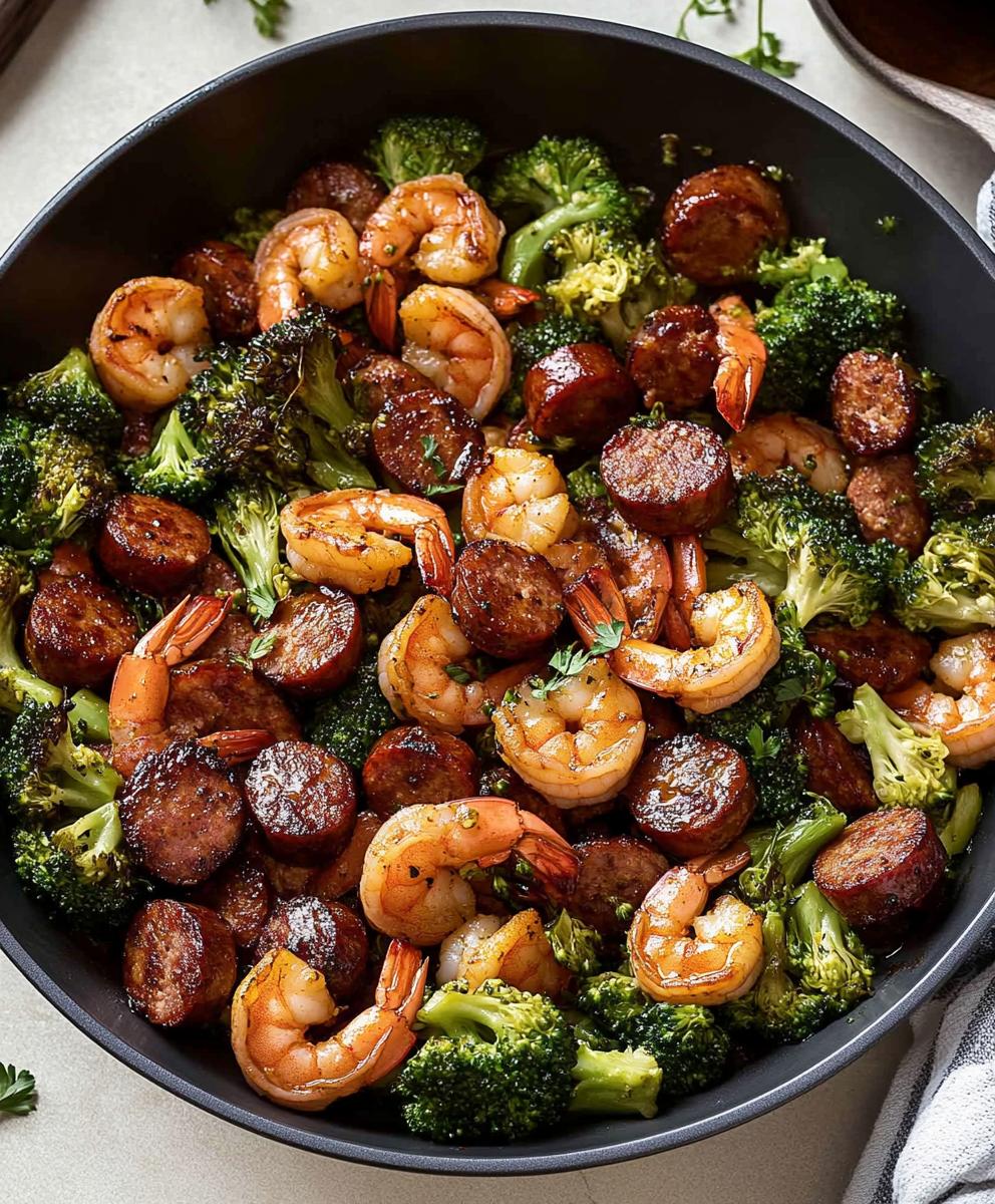 Honey Garlic Shrimp, Sausage, And Broccoli Recipe