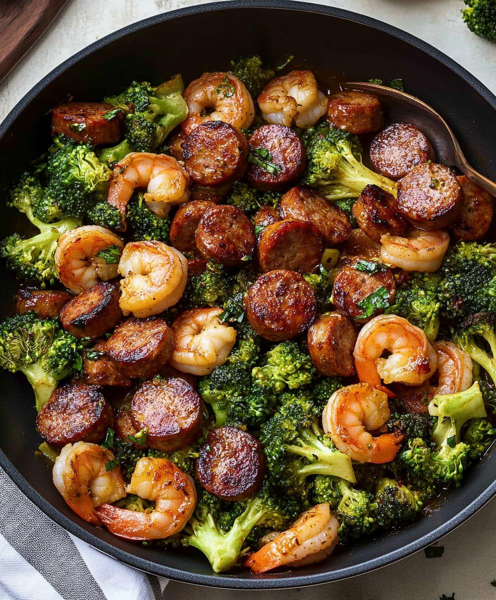 Honey Garlic Shrimp, Sausage, And Broccoli Recipe