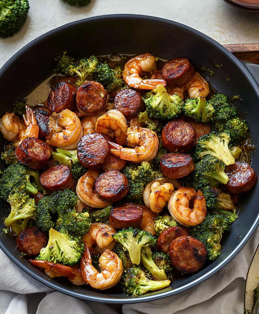 Honey Garlic Shrimp, Sausage, And Broccoli Recipe
