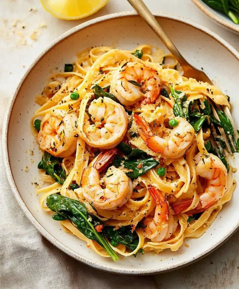 Lemon Garlic Shrimp Pasta With Spinach Recipe