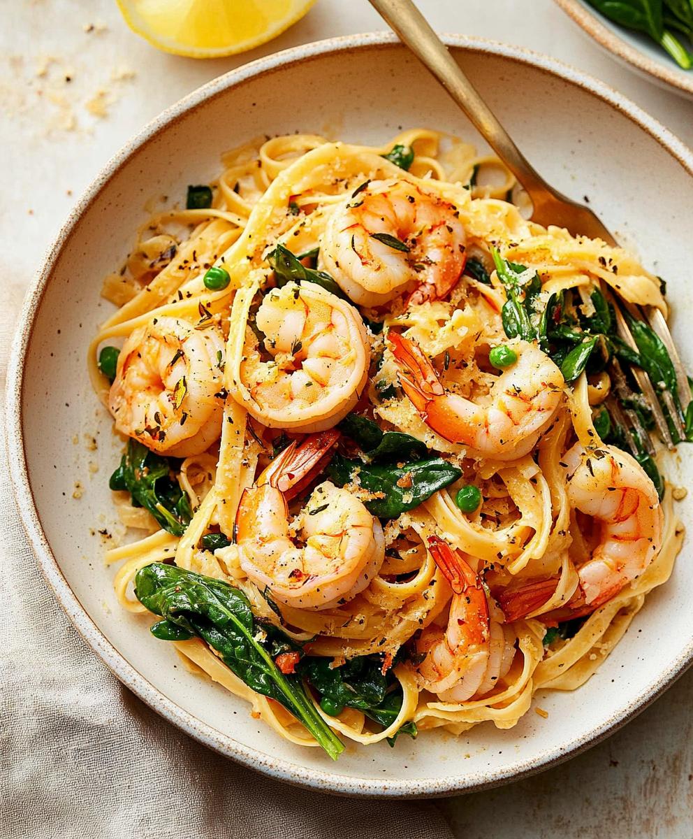 Lemon Garlic Shrimp Pasta With Spinach Recipe