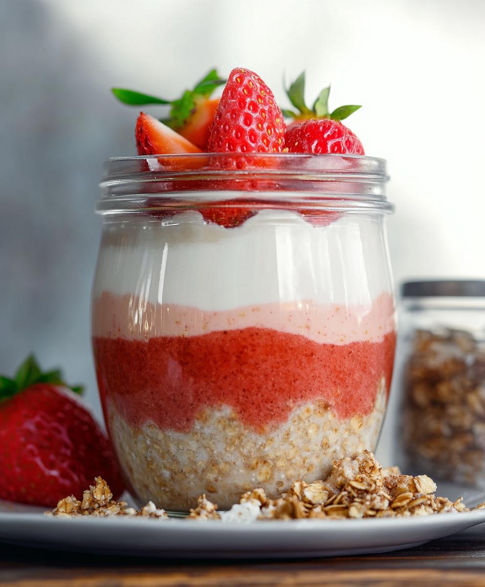 Nutritious Strawberry Cheesecake Overnight Oats Recipe