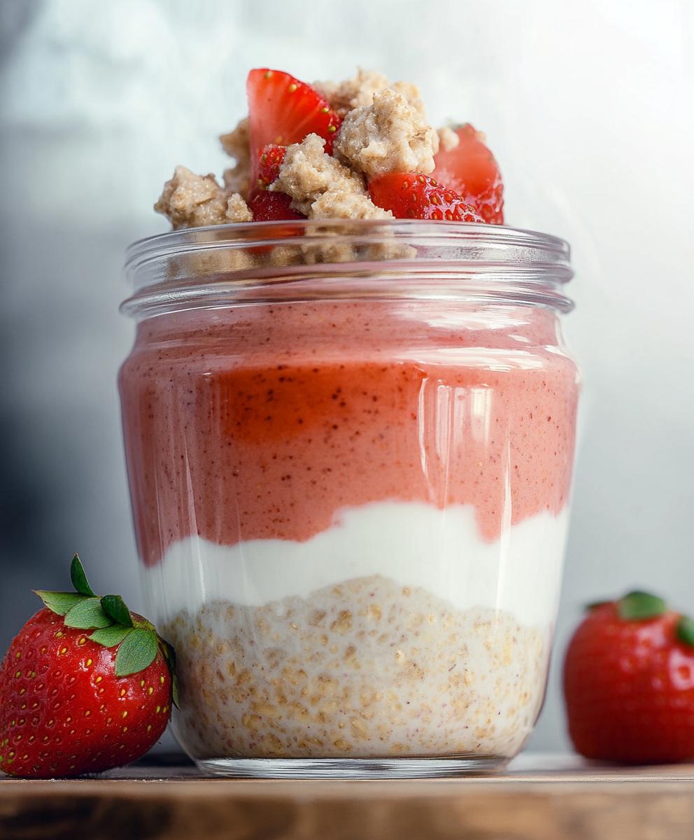 Nutritious Strawberry Cheesecake Overnight Oats Recipe
